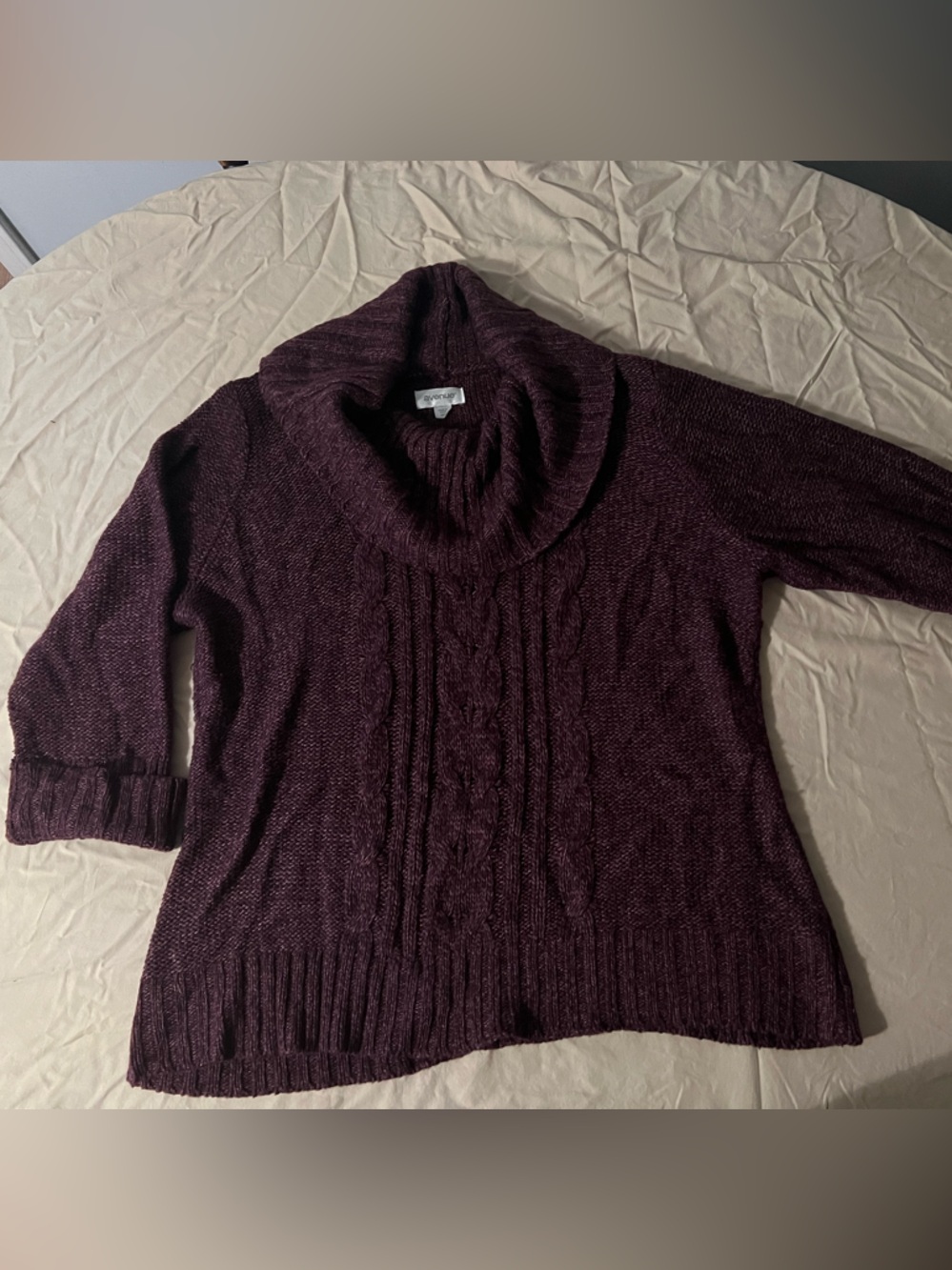 Avenue Cable Cowl Neck Sweater - Plum
